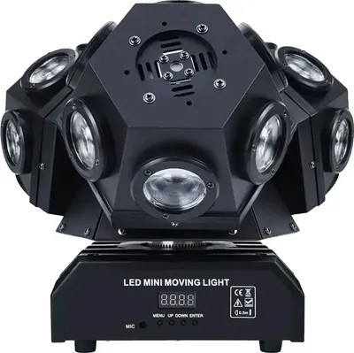 Obrázek produktu pro Tříhlavý rotační reflektor, výkon 180 W, ovládání DMX, laserový paprsek