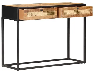 Obrázek produktu pro vidaXL Konzolový stolek 100x35x75 cm Hrubé mangové dřevo a proutí