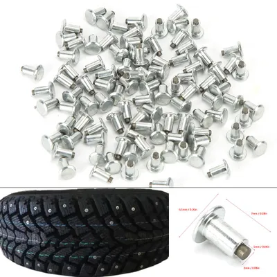 Obrázek produktu pro 100 kusů kolíků proti prokluzu, 6,5 mm, 0,3 palce, pro pneumatiky kol, vhodné pro automobily, motocykly, čtyřkolky a terénní vozidla (JX6.5-8-1)
