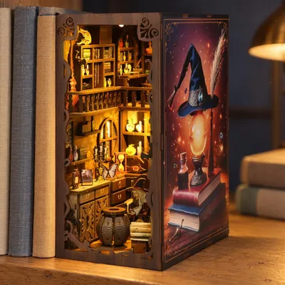 Produktbild von MagicNight Diorama mit LED-Beleuchtung aus Holz, KI-generiertes Bild