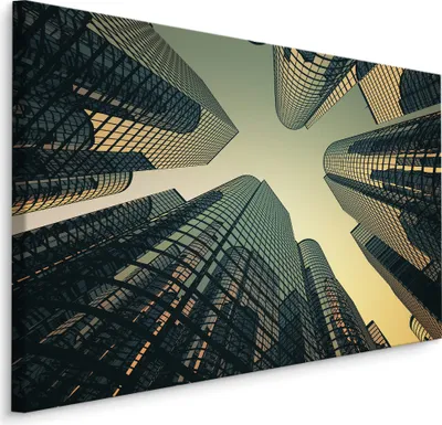 Produktbild von Fabelhafte Canvas LEINWAND BILDER 40x30 cm XXL Kunstdruck Wolkenkratzer Stadt Gebäude