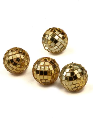 Image de Accessoires de fête : mini boules disco, lot de 4, dorées, 3,5 cm - taille unique