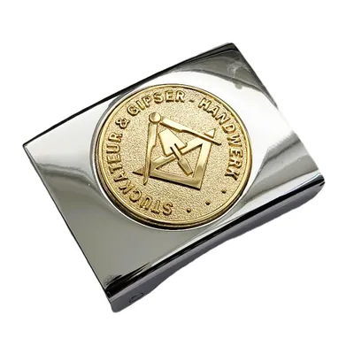 Produktbild von Koppelschloss Stuckateur Handwerk und Zunft – silbern/golden - für Geselle - für 4,5 cm breite Koppelgürtel