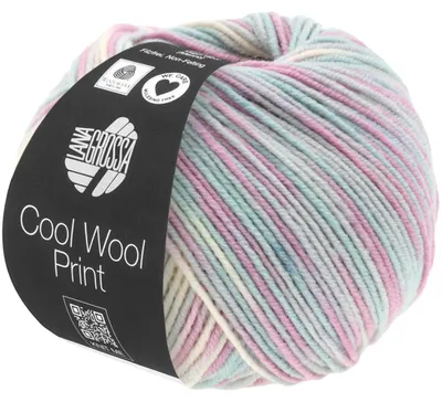 Produktbild von Lana Grossa - Cool Wool Print 0792 silbergrau mint flieder blassrosa