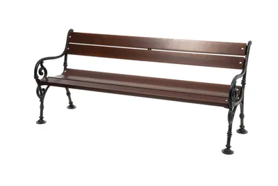 A studio shot of a park bench.