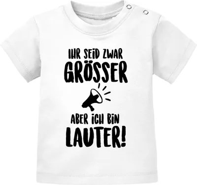 Produktbild von Baby kurzarm T-Shirt Ich bin lauter Babyshirt Bio Baumwolle Jungen Mädchen Shirt Spruch lustig Moonworks® weiß 56/62 (1-3 Monate)