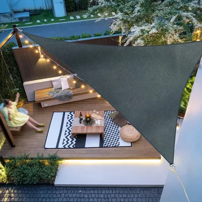 Produktbild von Duhome Sonnensegel Wasserdicht 3x3x3m, Sonnenschutz Wetterbeständig Dreieck UV-Schutz inkl Befestigungsseile für Terrasse Balkon Garten Im Freien, Ant