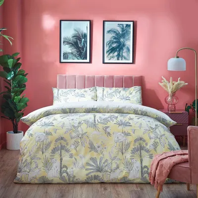 Produktbild von Furn - Palmenmuster - Bettwäsche-Set "Colony" RV2916 (Einzelbett) (Gelb)