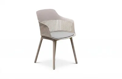 Immagine prodotto di Sedia da giardino KAWOLA ALTEA da esterno in plastica beige con cuscino