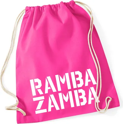 Produktbild von Huuraa Turnbeutel Rambazamba Schriftzug 12 Liter Fuchsia Baumwolle Rucksack Geschenkidee
