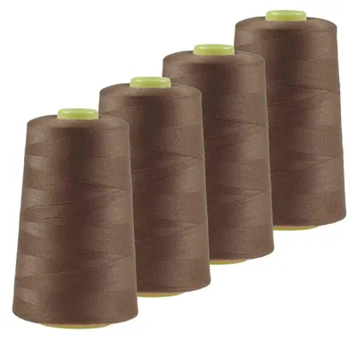 Produktbild von 4 x 4572m Qualitäts Overlock-Garn Overlock-Nähgarn  Farbe 701 - 740, Farbe:A717 tabakbraun