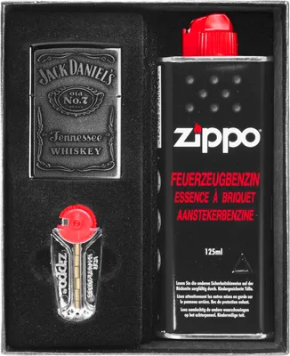 Produktbild von ZIPPO Feuerzeug Set JACK DANIELS LABEL CHROME Geschenk Nr. 1