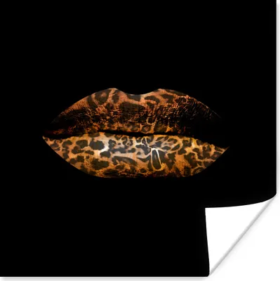 Produktbild von MuchoWow® Poster Lippen - Tigerdruck - Schwarz 50x50 cm - Wohnzimmerdekoration
