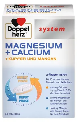 Produktbild von Doppelherz system Magnesium + Calcium + Kupfer + Mangan Tabletten, 60 St. Tabletten