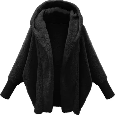 Produktbild von ASKSA Damen Teddyjacke mit Kapuze Lang Fleece Warm Weich Winter Warm Plueschjacke Casual Zip Langarm Samt Jacke Dicke Freizeit Fleecejacke,Schwarz,M