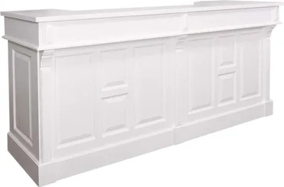 Produktbild von Casa Padrino Landhausstil Theke Weiß 240 x 65 x H. 107 cm - Massivholz Ladentheke mit 2 Schubladen - Landhausstil Möbel