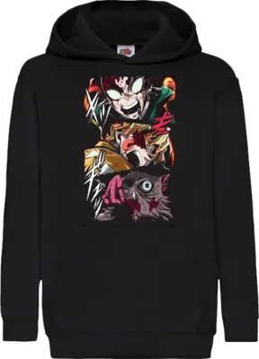 Immagine prodotto di Felpe con cappuccio per bambini Demon Anime Slayer Tanjiro Zenitsu Inosuke 003, 12-13 Jahr - 152 / Noir