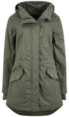 Productafbeelding van OXMO OXBella dames parka, overgangsjas, lange jas met capuchon, zakken met klep, regular fit