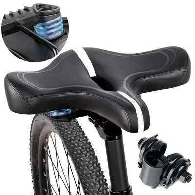 Image de Selle de vélo en gel large avec ouverture et espace pour une lumière arrière – noire