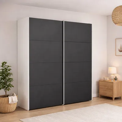 Image de Paeng - Armoire 2 Portes, 182x220h cm Blanc, 5 Étagères