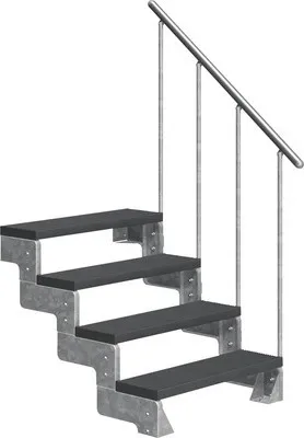 Produktbild von Aussentreppe Pertura Tallis mit Geländer 4 Steigungen 80 cm anthrazit
