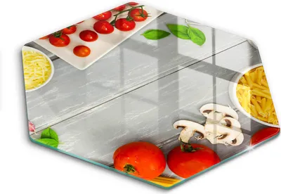 Produktbild von Glasschneideplatte - Herdabdeckplatte - Hexagon 40 cm -Schneidebrett - Spritzschutz - Küchenfutter