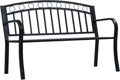 Produktbild von Gartenbank Holzbank Sitzbank Gartenbankpark für 2-3 Sitzer,Balkonbank Parkbank Flurbank Terrassenbank für Terrasse,Balkon,Garten 125 cm Schwarz Stahl-659