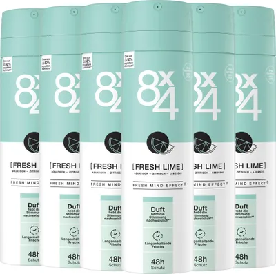 Produktbild von 8x4 Deo Spray Fresh Lime 6 x 150ml, 48h zuverlässiger Deoschutz