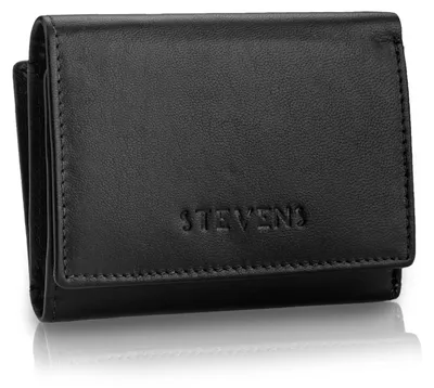 Zdjęcie produktu dla STEVENS portfel damski skóra naturalna czarny RFID 11,5x9,5x3 cm
