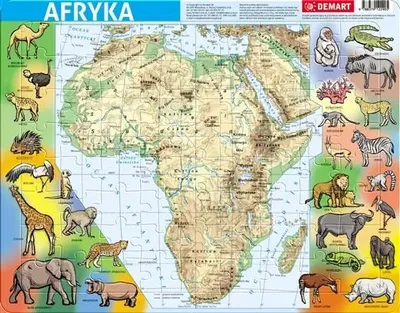 Productafbeelding van Puzzel met 72 elementen, randafwerking, fysieke kaart van Afrika