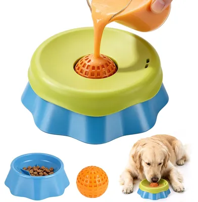 Imagen del producto de Elzusha - Comedero lento de silicona con pelota para perros