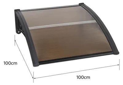 Produktbild von Eingangsüberdachung - Vordach aus Polycarbonat - 100 x 100 cm - Transparent - Wetterfest - Regendicht - UV-beständig