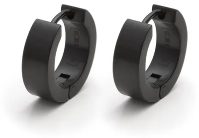 Produktbild von Monomania Edelstahl Creolen durchm. 12mm Schwarz PVD-beschichtet - Model 30005