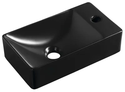 Immagine prodotto di Lavabo in Vetroceramica MARGITHA 38x22 cm, foro per rubinetto a destra, nero opaco