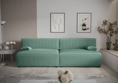 Produktbild von Roe Furniture | Schlafsofa - MIRA X2 - 262 cm - Türkis - Funktional mit Bettkasten - Stilvoll und bequem - Sofa - Sofabett