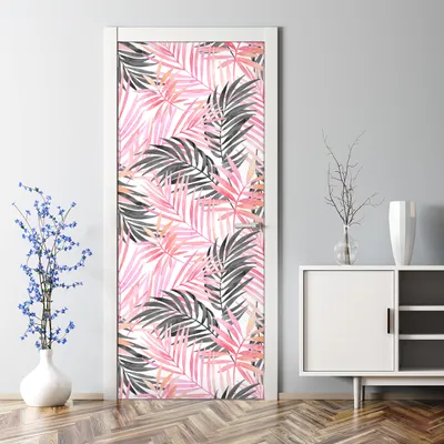 Produktbild von Dekorative Türposter selbstklebend Wandaufkleber Türaufkleber Rosa Palme Exotische 85 x 200 cm