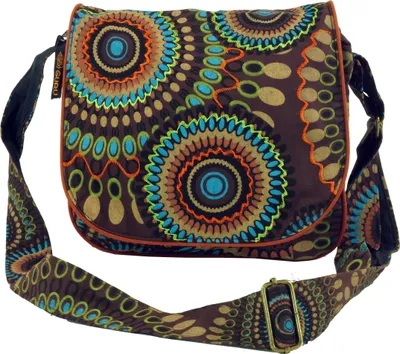 Produktbild von Schultertasche, Hippie Tasche, Goa Tasche - Braun, Uni - Erwachsene, Baumwolle, 22*23*12 cm, Alternative Umhängetasche, Handtasche aus Stoff