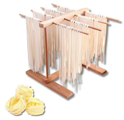 Imagen del producto de Soporte plegable para pasta seca - Madera de haya - 8 soportes - 30,3 cm de altura - 28 x 30 cm en la base - Secado eficiente - Estante para pasta