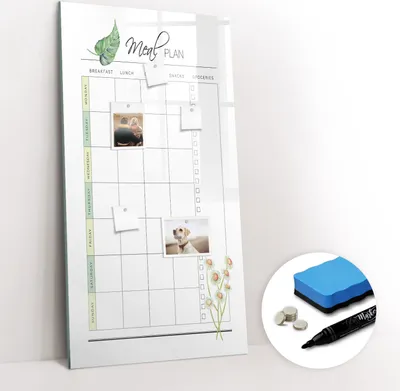 Produktbild von Magnetpinnwand Memoboard - Zubehörsatz - Schwarzer Marker + Schwamm + Magnete - 60 x 120 cm - Essensplan