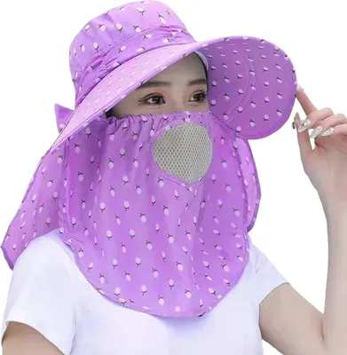 Produktbild von Sonnenschutzhut für Damen, einfarbig, große Krempe, Sonnenhut zum Schutz des Gesichts, atmungsaktiv, UV-blockierender Teehut