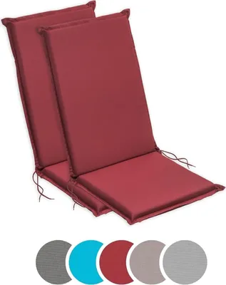 Produktbild von sleepling - 2er Set Hochlehner Auflage, Gartenstuhlauflage, 120 x 50 cm, 6 cm dick, rot
