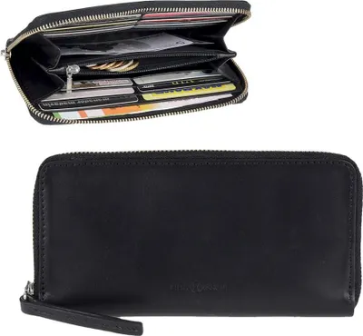 Produktbild von Ruitertassen Geldbörse Damen Leder Portemonnaie Reißverschluss 12 Kartenfächer schwarz 2621-11