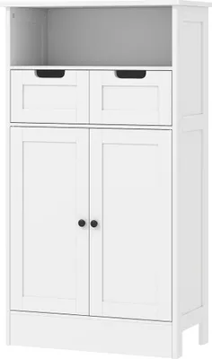 Produktbild von Badezimmerschrank mit 2 Schubladen, Tür, 60 x 30 x 109 cm, Weiß