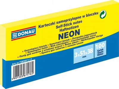 Obrázok produktu pre Samolepiaca podložka DONAU 38x51, 3x100l. - neónovo žltá