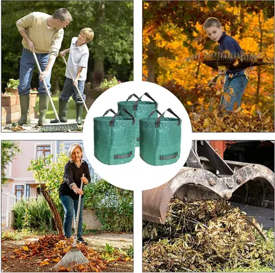 Productafbeelding van Famanu set van 3 herbruikbare tuinafvalzakken - 500 liter - Met verstevigde bodem en handgrepen