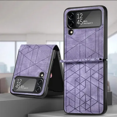Obrázek produktu pro Skládací pouzdro na mobilní telefon Samsung Galaxy Z Flip4 s geometrickým 3D reliéfem, fialové