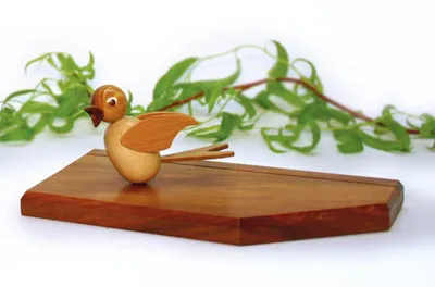 Produktbild von Tischschmuck Tischkartenständer mit einem Vogel natur Höhe=5,5cm NEU