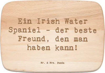 Produktbild von Mr. & Mrs. Panda Frühstücksbrettchen Spruch Irish Water Spaniel Freund - Transparent - Geschenk, treue Begleiter, Holzbrett, Hunde, Schneidebrett, Jagdhund, Holzbrettchen