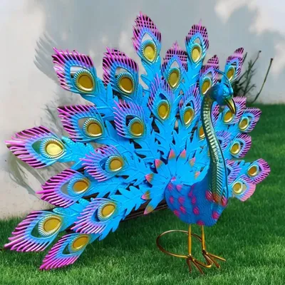 Image de Solidchoice - Ornement de jardin en métal unique représentant un paon, idéal pour l'extérieur