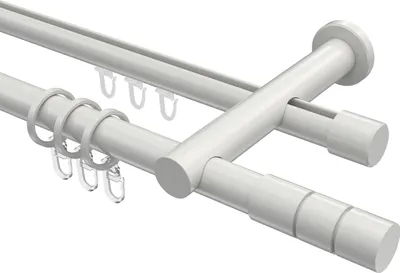 Produktbild von Interdeco Rundrohr-Innenlaufstange / Gardinenstange (Kombination) Weiß, Typ Platon Elanto (Rillenzylinder), 20 mm Ø 2-läufig, 600 cm